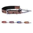 Ace Handcrafted ~ Adjustable PADDED Half check Genuine Leather Dog Collar 5 Color Lining (Black, Red, Purple, Royal Blue, Tan)